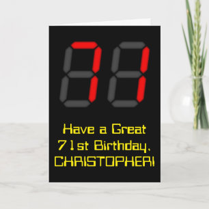 Carte 71e anniversaire : Rouge Digital Clock Style "71" 