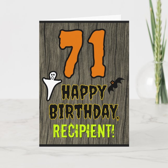 Carte 71e anniversaire : Thème d'Halloween Éffrayant, No (Devant)