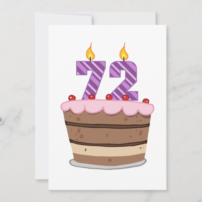 Carte 72 ans sur le gâteau d'anniversaire (Devant)