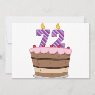 Carte 72 ans sur le gâteau d'anniversaire