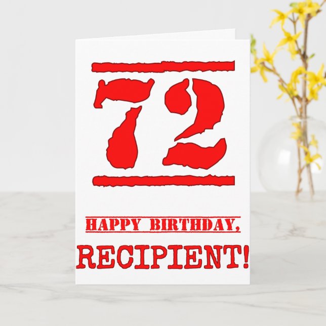 Carte 72e anniversaire : Amusant, Timbre en caoutchouc r (Fleur jaune)