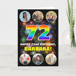 Carte 72e anniversaire : Arc en ciel amusant #, Nom pers