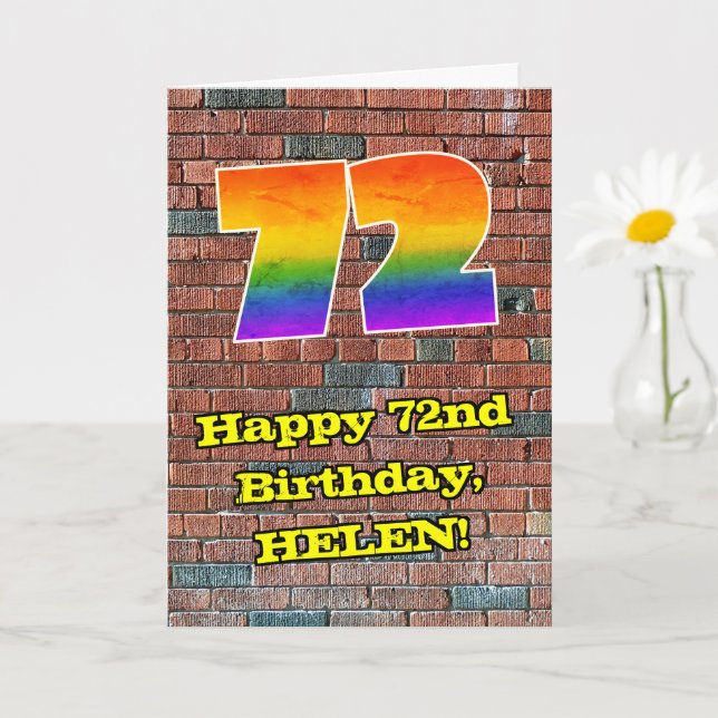 Carte 72e anniversaire : Arc en ciel inspiré par les gra (Petite plante)