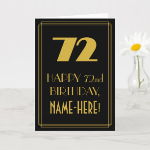 Carte 72e anniversaire ~ Art Déco Inspiré Look "72" & No