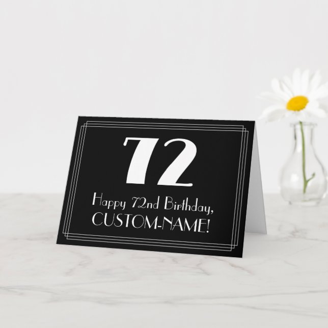 Carte 72e anniversaire ~ Art Déco Inspiré Look "72", Nom (Petite plante)