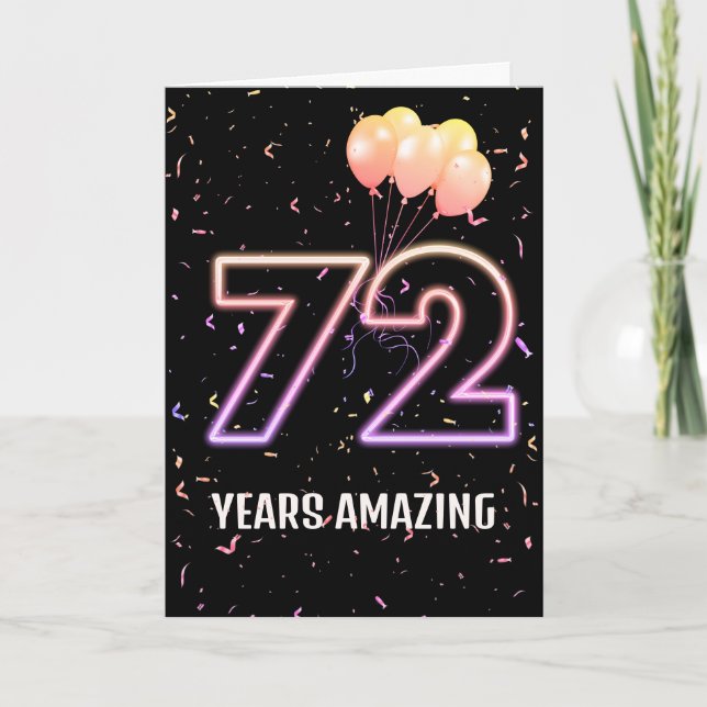 Carte 72e anniversaire Ballons et Confetti (Devant)