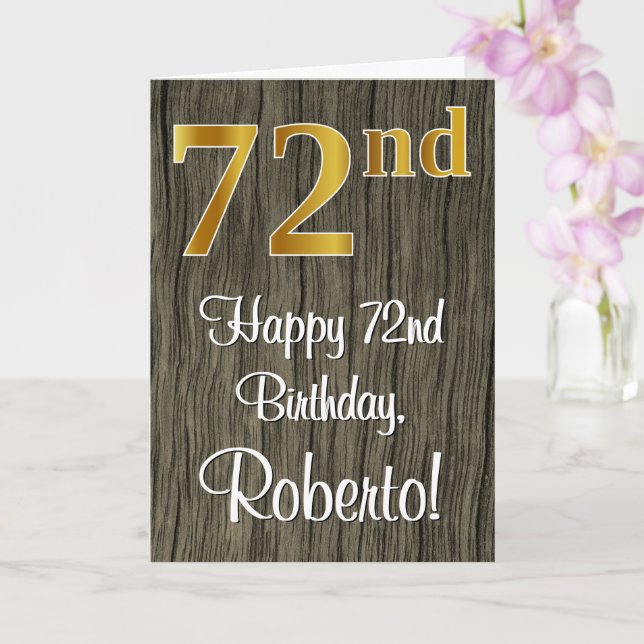 Carte 72e anniversaire : Elégant look d'or Faux #, Faux  (Orchidée)