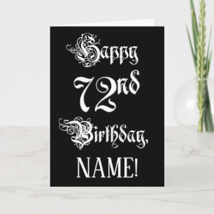Carte 72e anniversaire : fantaisie, élégant script + Nom