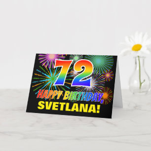 Carte 72e anniversaire : Gras, Amusants, Feu d'artifice,