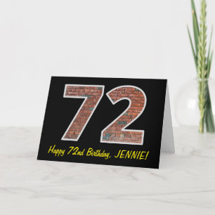 Carte 72e anniversaire - Motif de mur de briques "72" av