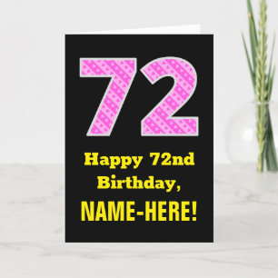 Carte 72e anniversaire : Pink Stripes and Hearts "72" + 