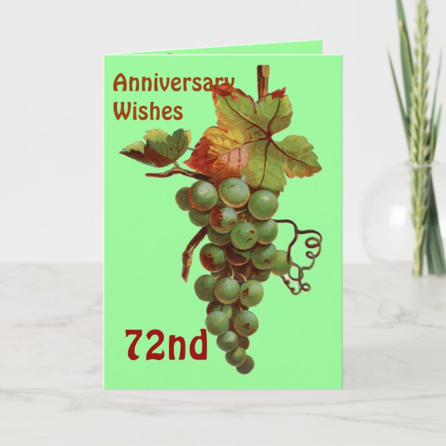 Carte 72e anniversaire souhaits, personnalisable (Devant)