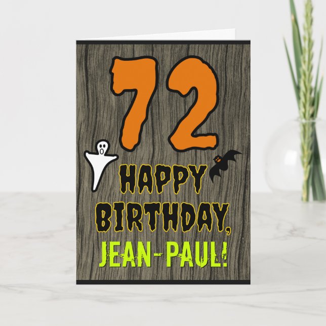 Carte 72e anniversaire : Thème d'Halloween Éffrayant, No (Devant)