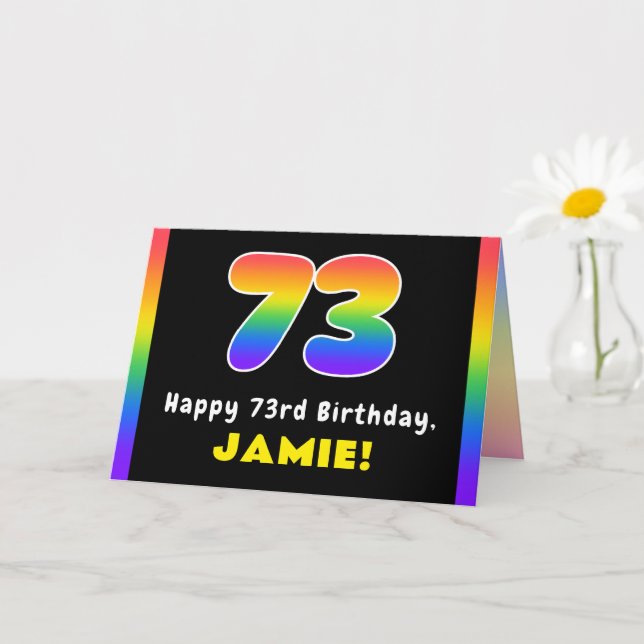 Carte 73e anniversaire : Arc-en-ciel coloré # 73, Nom pe (Petite plante)
