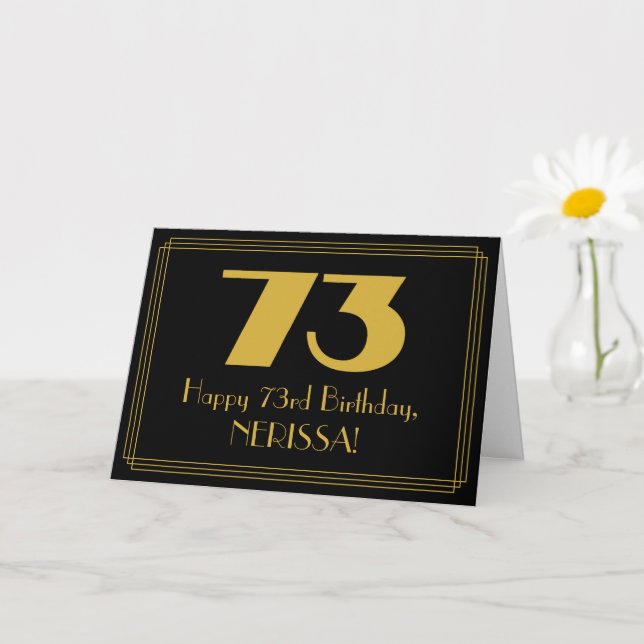 Carte 73e anniversaire : Art Déco Inspiré Look "73" & No (Petite plante)