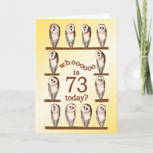 Carte 73e anniversaire, Curious owls card.