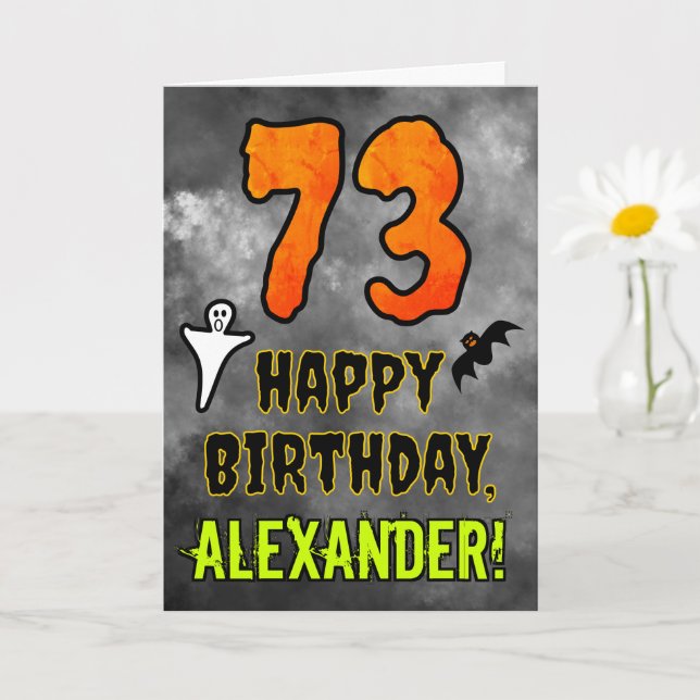 Carte 73e anniversaire : Eerie Halloween Thème + Nom per (Petite plante)