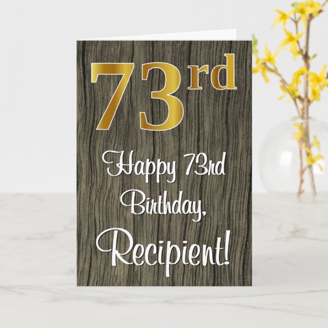 Carte 73e anniversaire : Elégant Faux Gold Look #, Faux  (Fleur jaune)
