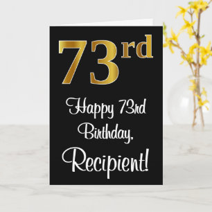 Carte 73e anniversaire ~ Elégant luxe Faux Gold Look #