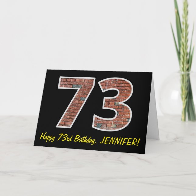 Carte 73e anniversaire - Motif de mur de briques "73" av (Devant)