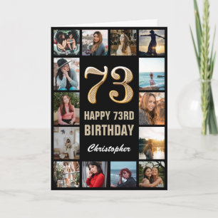Carte 73e Joyeux Anniversaire Black and Gold Photo Colla