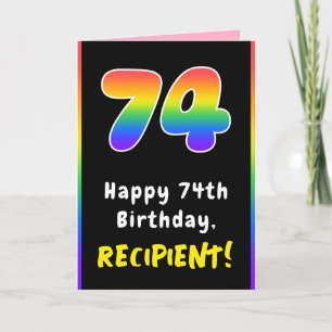 Carte 74e anniversaire : Arc-en-ciel coloré # 74, Nom pe