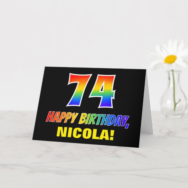 Carte 74e anniversaire : Bold, amusant, simple, arc-en-c (Petite plante)