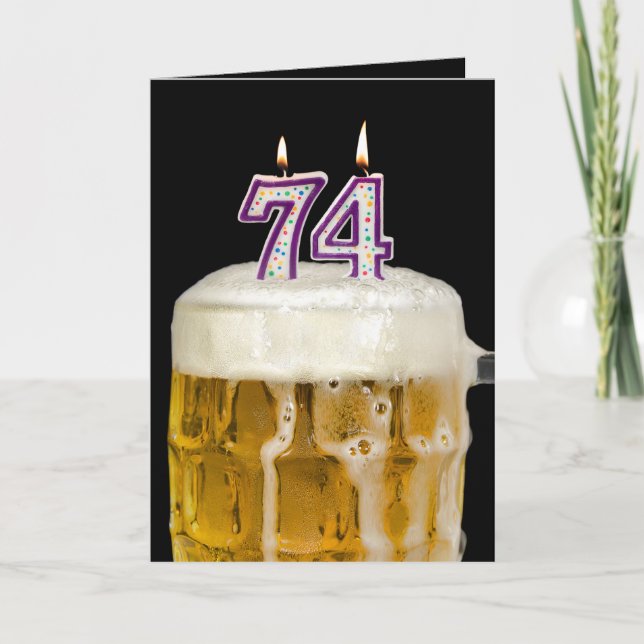 Carte 74th Birthday Beer on black (Devant)