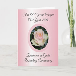 Carte 75 ans de mariage personnalisée Rose rose