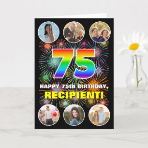 Carte 75e anniversaire : Arc en ciel amusant #, Nom pers