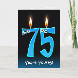 Carte 75e anniversaire bougies avec boules d'yeux