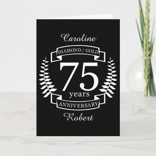 Carte 75e ANNIVERSAIRE DE MARIAGE DIAMANT OR (Devant)