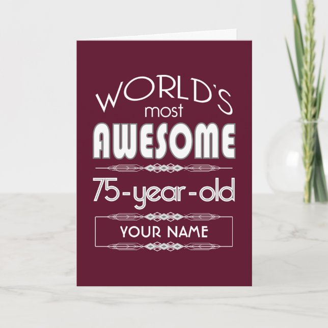 Carte 75e Anniversaire Mondes Meilleur Fabuleux Maroon r (Devant)