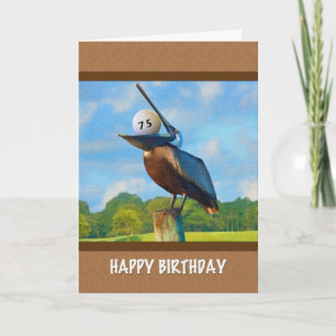 Carte 75e anniversaire, Pélican avec Golf Ball Card