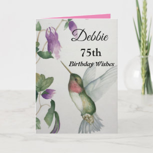 Carte 75e anniversaire Voeux de colibri Jardin