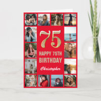 75e Joyeux Anniversaire Collage photo rouge et or