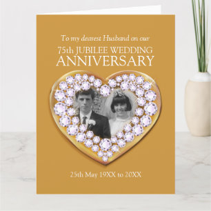 Carte 75e mariage anniversaire du jubilé mari photo