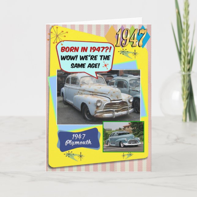 Carte 75th Birthday! Wow, same age as this 1947 DeSoto! (Devant)