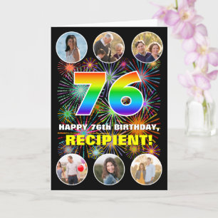 Carte 76e anniversaire : Arc en ciel amusant #, Nom pers