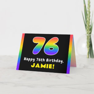 Carte 76e anniversaire : Arc-en-ciel coloré # 76, Nom pe