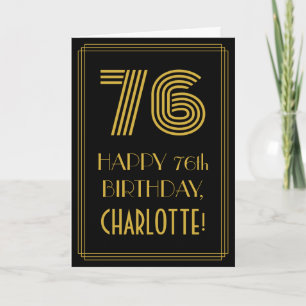 Carte 76e anniversaire : Art Déco Inspiré Look "76" & No