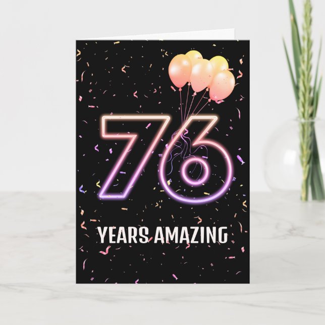 Carte 76e anniversaire Ballons et Confetti (Devant)