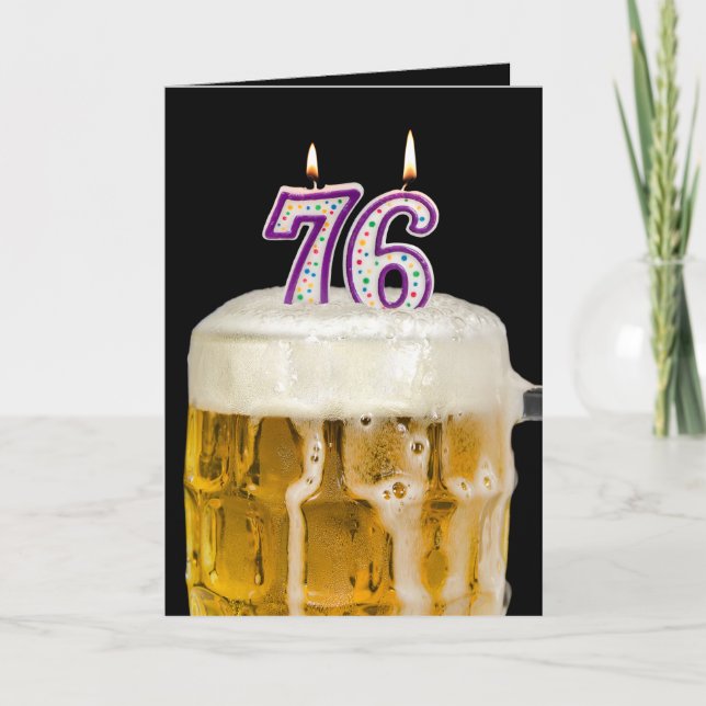 Carte 76e Anniversaire Bière en noir (Devant)