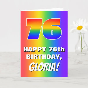 Carte 76e anniversaire : coloré, amusant Motif arc-en-ci
