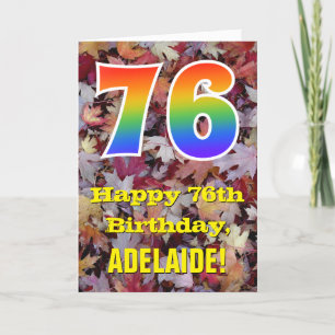 Carte 76e anniversaire; feuilles d'automne rustiques; ar