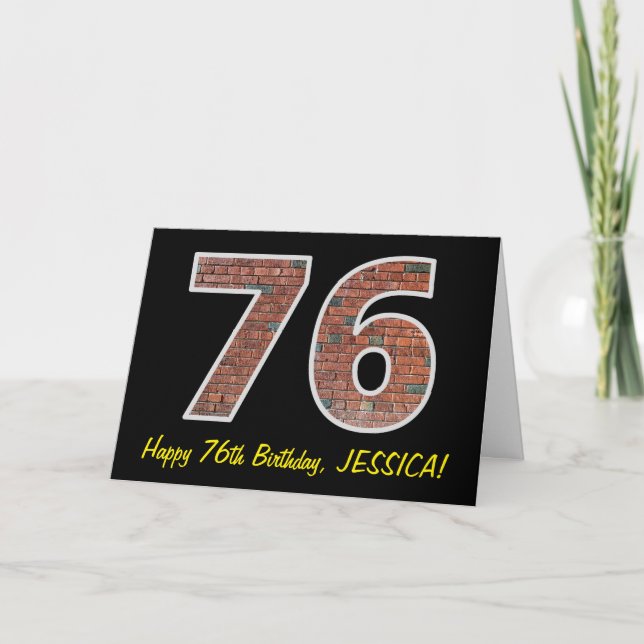 Carte 76e anniversaire - Motif de mur de briques "76" av (Devant)