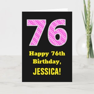 Carte 76e anniversaire : Pink Stripes and Hearts "76" + 