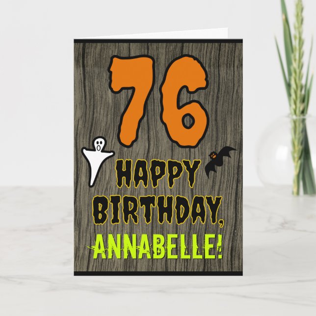 Carte 76e anniversaire : Thème d'Halloween Éffrayant, No (Devant)
