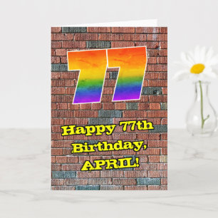 Carte 77e anniversaire : Arc-en-ciel amusant inspiré par