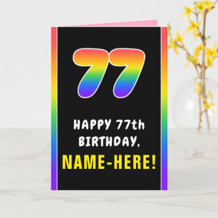 Carte 77e anniversaire : Arc-en-ciel coloré # 77, Nom pe